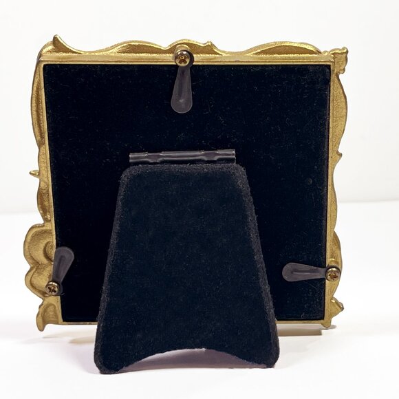 COLLETTE ET CIE Mini Picture Frame Square Green Enamel 3x3 Pink Flower - Picture 3 of 6